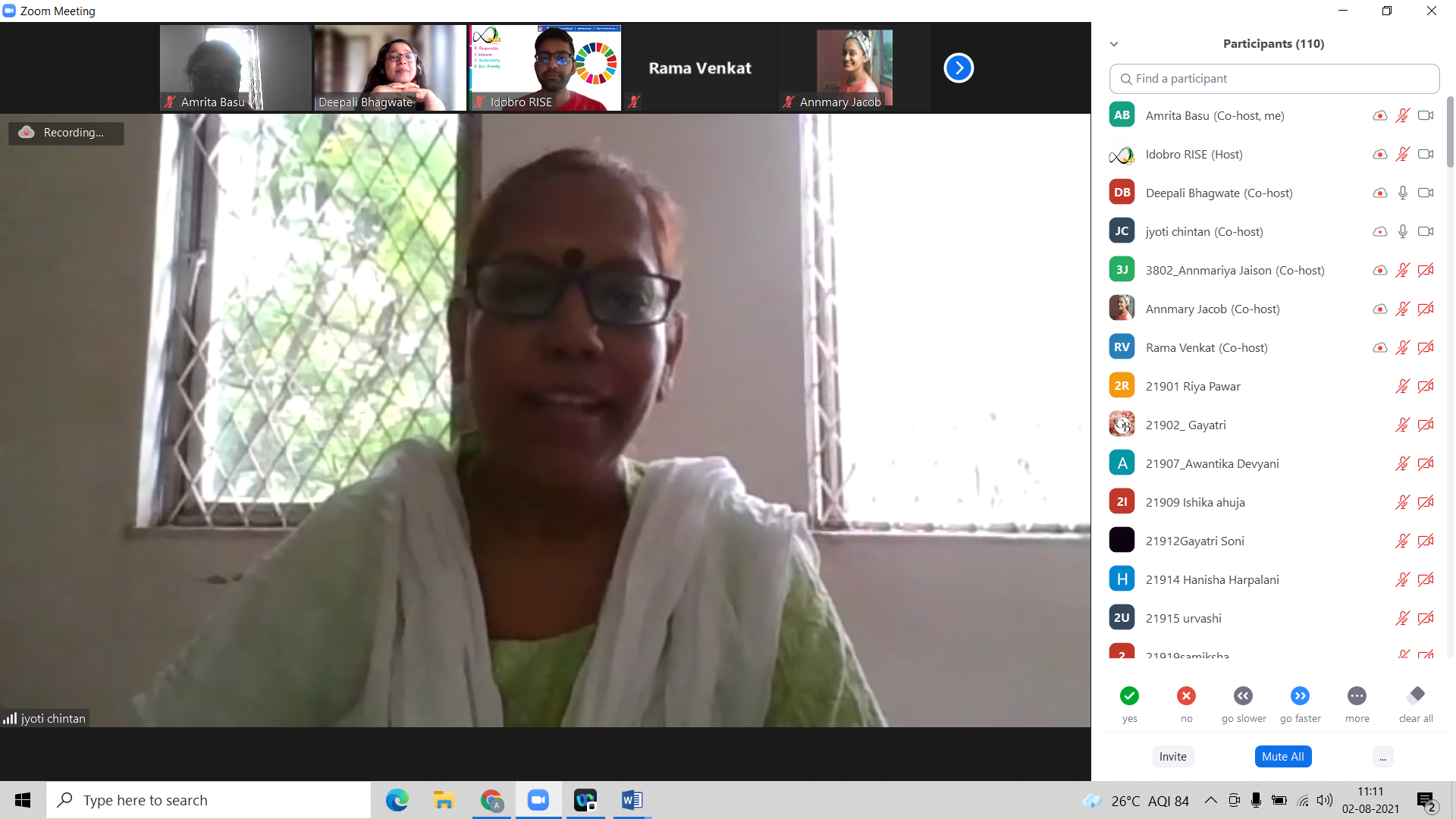 Mrs. Jyoti Chintan Addressing